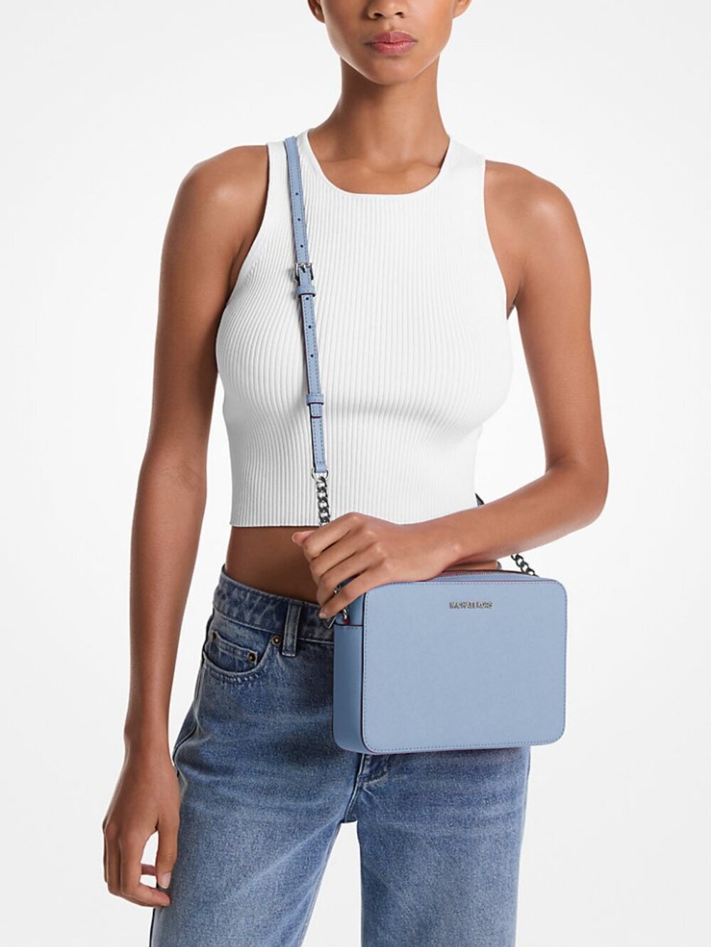 MICHAEL Michael Kors Jet Set Large Saffiano Leather Crossbody Bag Blue